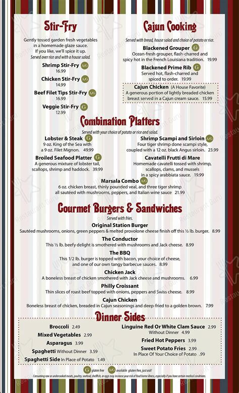 Menu at Station Square restaurant, Youngstown, Belmont Ave