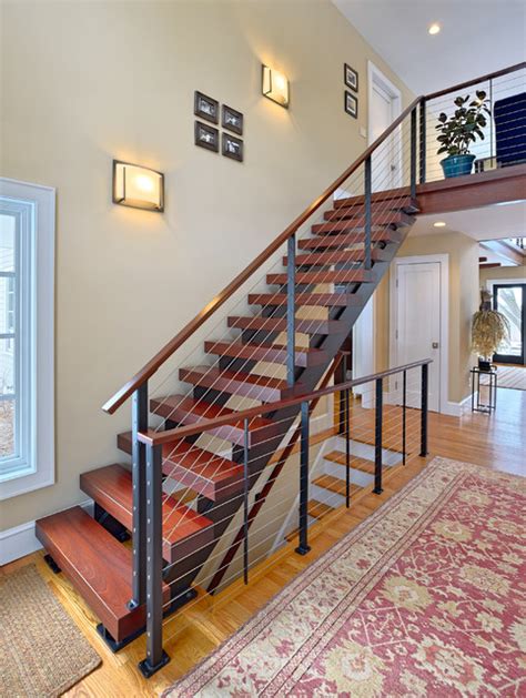 Double Stringer Open Riser Stairs Contemporary Trappa New York