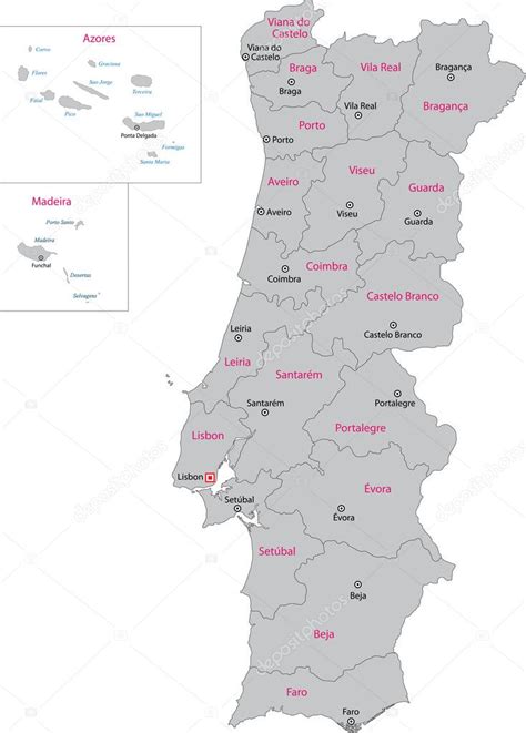 A informação que consta do mapa de responsabilidades de crédito é da exclusiva responsabilidade das instituições que concedem os créditos (instituições participantes) e que a comunicam ao banco de portugal. Portugal mapa — Vetor de Stock © Volina #1173247
