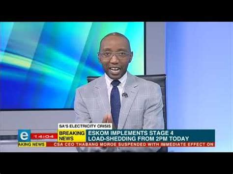 Stage 4 calls for 4,000 mw to be rotationally cut off nationally at a given period. Eskom has announced stage 4 load-shedding - YouTube