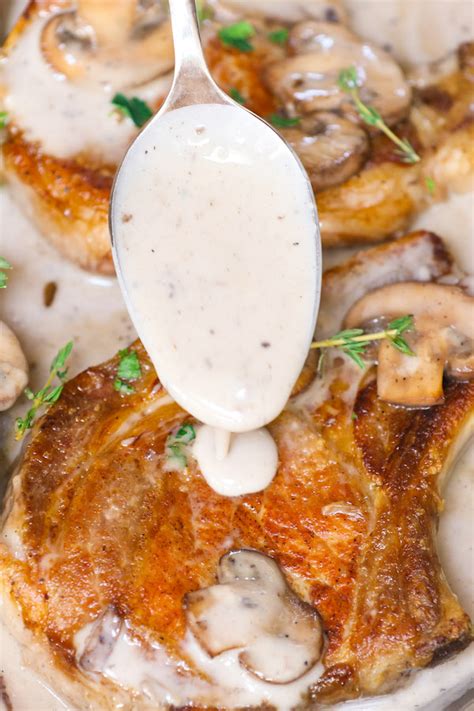 Put chops and sauce in large casserole dish (sauce should cover meat) bake in oven 350 degrees for 1 1/2 hours. Easy Cream of Mushroom Pork Chops Recipe
