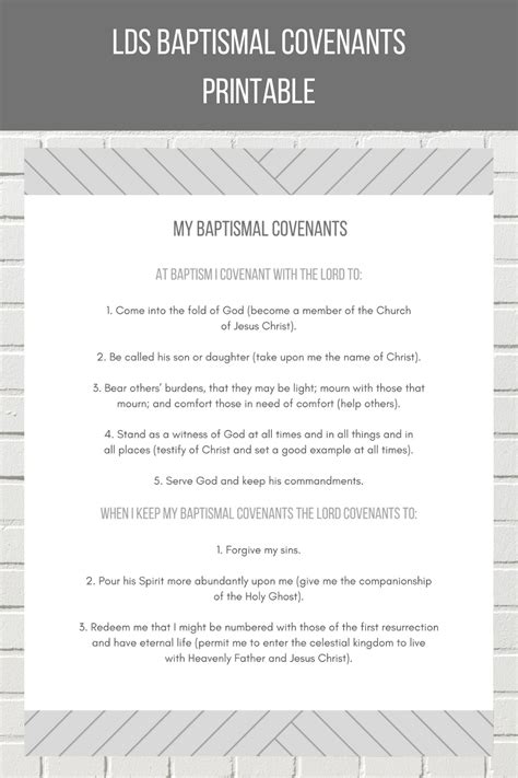 Latter Day Saint Baptism Printable Baptism Covenants Etsy Lds