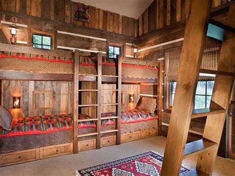Style Bedroom Rustic Mountain Lodge Bunk Beds Built In Built In