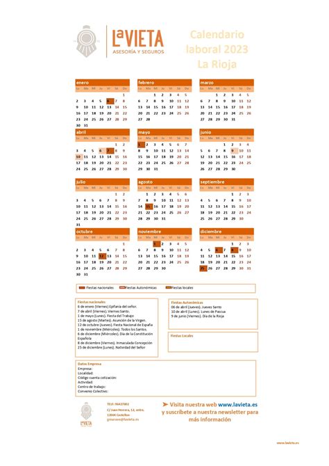 Calendario Laboral De La Rioja 2023 En Pdf Para Imprimir