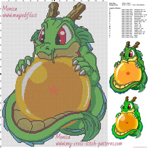 Join this popular crochet along & make the cutest magical baby dragon. Baby Shenron Dragon Ball cross stitch pattern - free cross ...