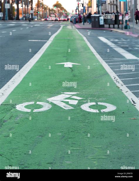 Road Marking In Cycle Lane Stock Photos And Road Marking In Cycle Lane