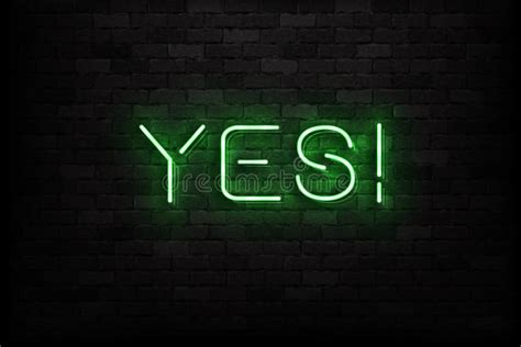 Vector Realistic Isolated Neon Sign Of Yes Logo For Decoration And