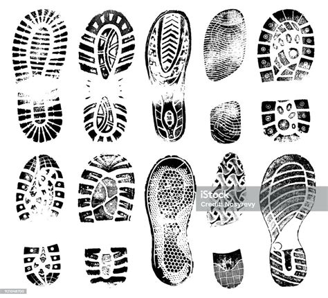 Silhouette De Homme Chaussures Footprints Set Vector Traces De Botte
