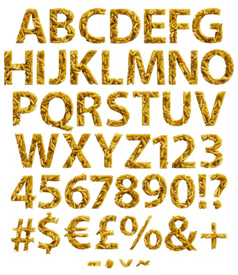 Alphabet pasta shapes are most commonly used in soups. Pasta Type 1 alphabet - Handmadefont
