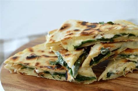 Makes 2 for a main dish, 8 for appetizers. Spinach Pesto and Cheese Quesadillas - Create Bake Make