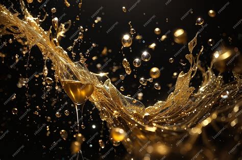 Premium Ai Image Waterfalls Of Golden Glitter Sparkle Bubbles