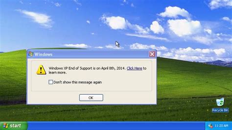 Microsoft Pop Up To Remind Windows Xp Users To Let Go The Os By April