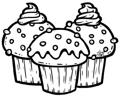 Three Cupcakes Coloring Page Download Print Or Color Online For Free