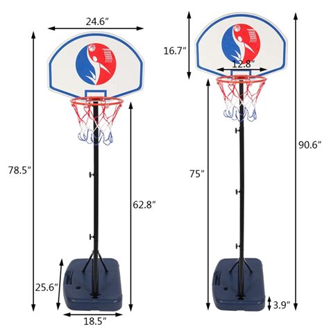 Zimtown 49 59ft Height Adjustable Basketball Hoops Portable