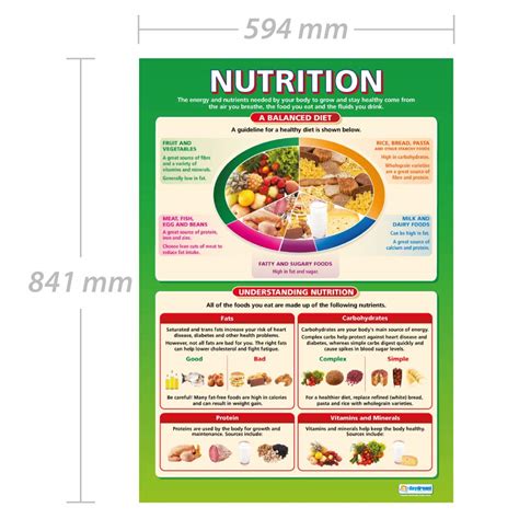 Nutrition Pshe Posters Laminated Gloss Paper Measuring 850mm X