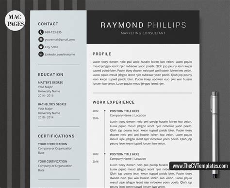 For Mac Pages Professional Cv Template Simple Resume Format