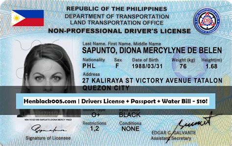 Philippines Driver License Template Psd For Verification Henblack005