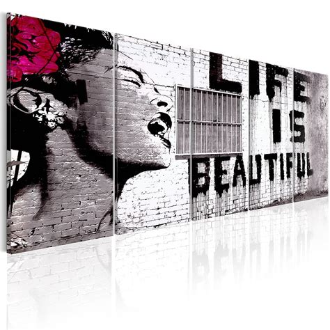 Murando Canvas Wall Art Banksy Life Is Beautiful 225x90 Cm886x 354