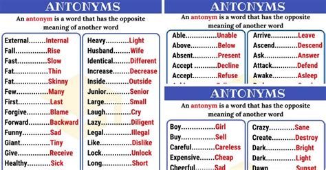 300 Opposites Antonyms From A Z With Great Examples • 7esl Antonyms Opposite Words Antonym