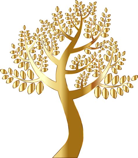 Simple Gold Tree Without Background Openclipart