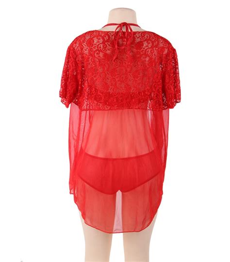 Buy Plus Size Red Lace Two Piece Sexy Teddy Plus Size Lingerie
