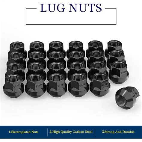 14x15 Lug Nut Set Of 20 Pc Lugnuts For Chevy Gm Gmc Truck Black Acorn