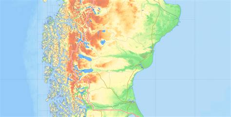 South America Vector Mercator Prj Map Topo Relief 01 Main Roads Cities