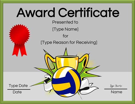 Free Printable Volleyball Certificate Template