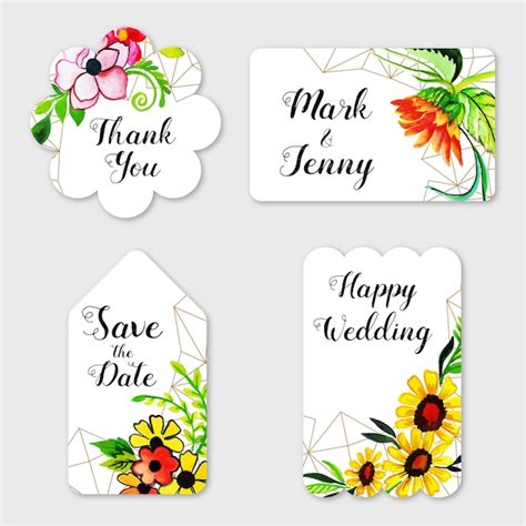 Premium Vector Watercolor Floral Wedding Label Collection