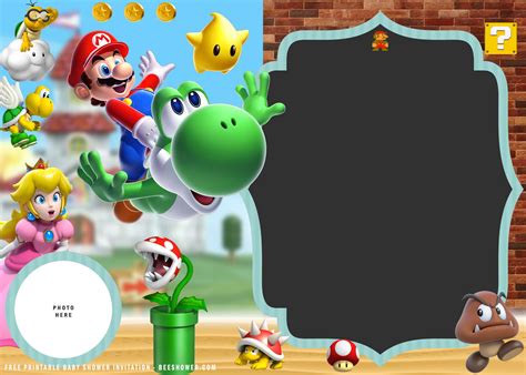 Free Printable Super Mario Baby Shower Invitation Templates Free