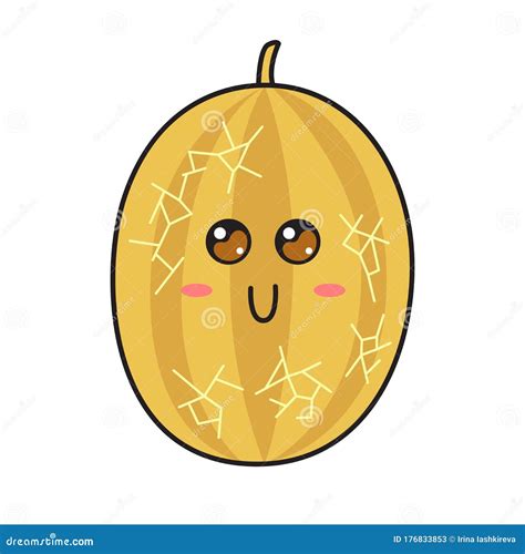 Cute Melon Character Mocking Face Isolated On White Background Melon Character Emoticon