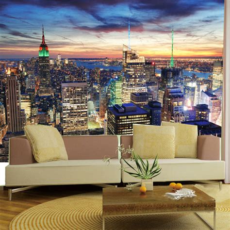 Custom Size Mural Wallpaper New York City Night View Bvm Home