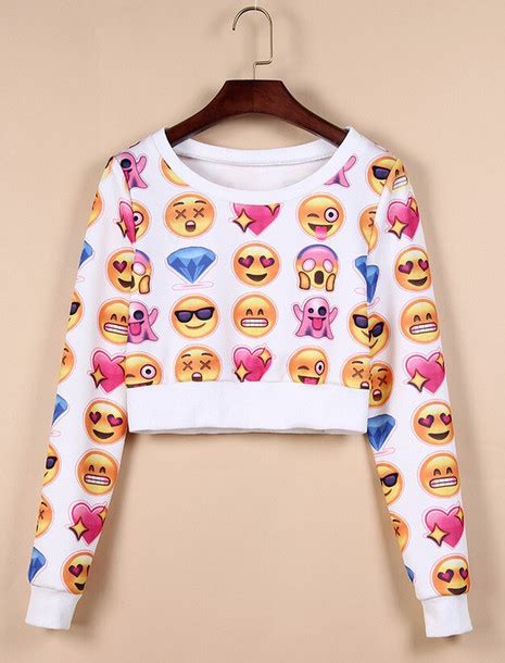 Sweater Emoji Print Smile Wheretoget