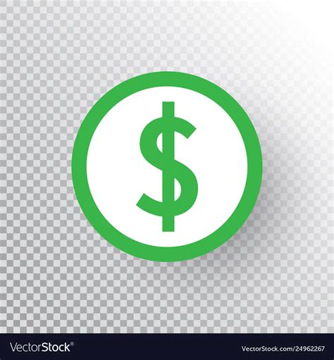 Dollar sign icon on transparent background green Vector Image