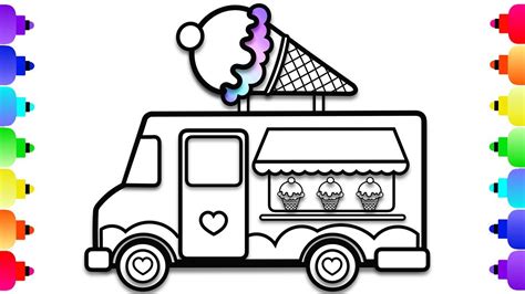 How to Draw an Ice Cream Truck Easy for Kids | Ice Cream Truck Coloring