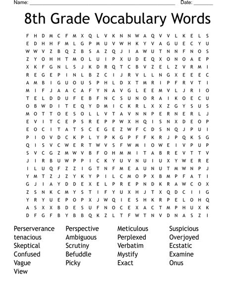 8th Grade Vocabulary Words Word Search Wordmint