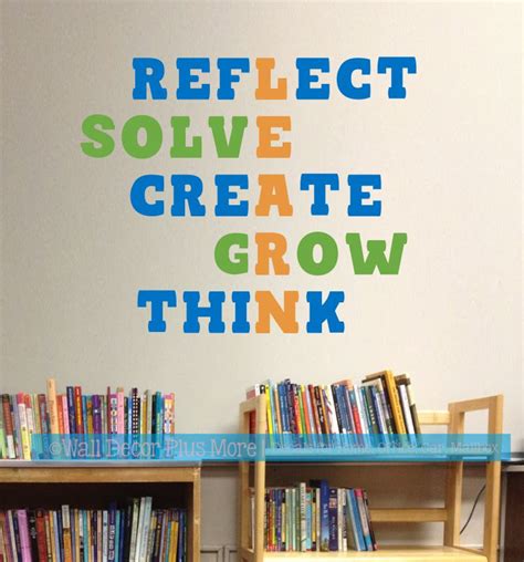 School Classroom Wall Decoration Decal Learn Grow Solve Think Word Art