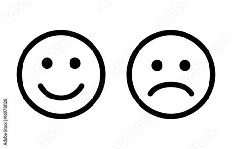 Happy And Sad Emoji Smiley Faces Line Art Vector Icon For Apps And