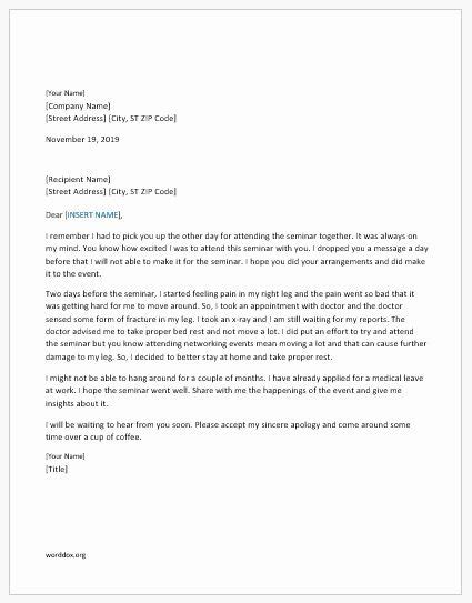 Referring to the above matter, i, aishah binti abd rahim, with metric number 0910738 from le 4000 english for academic writing subject, section 12 was unable to attend the previous class on tuesday. Apology Letter for Not attending An event Best Of 46 ...