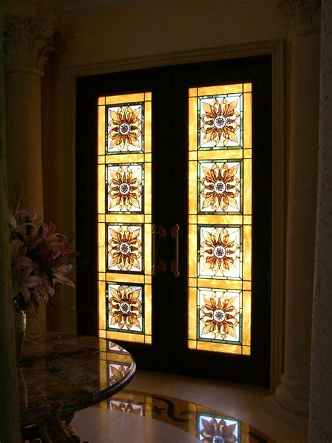 We supply quality commercial glass storefront doors for your business. Handmade Entry Doors With Custom Stained Glass Panels ...