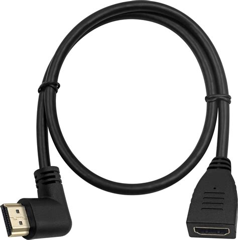 Poyiccot Hdmi 2 0 Extension Cable 2 Feet 60cm 90 Degree Right Angle Hdmi Male To