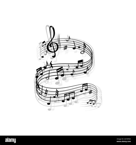 Music Wave Vector Musical Notes Treble Clef Flat And Sharp Signs On