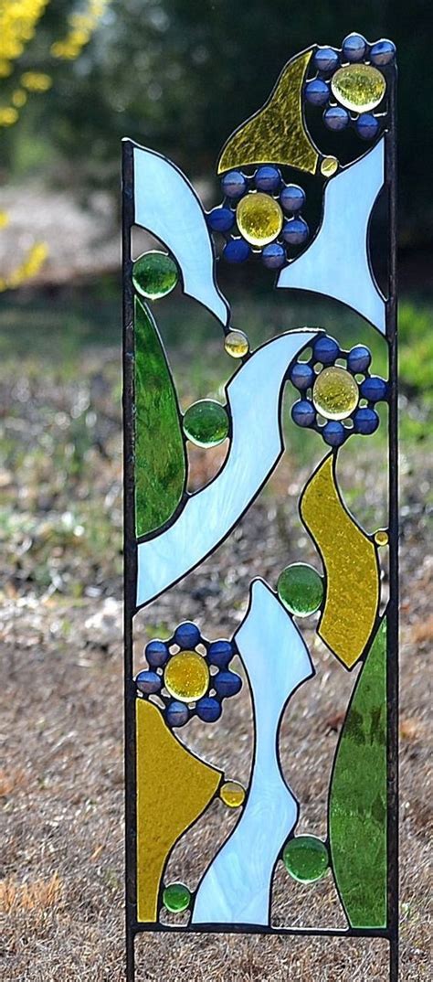Stained Glass Yard Art For Your Garden Decor Periwinkle Flower Complement Stained Glass