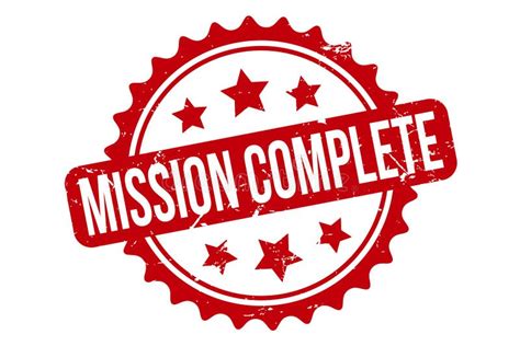 Mission Complete Rubber Stamp Red Mission Complete Rubber Grunge Stamp