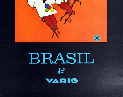 Original Vintage Travel Poster Brazil Brasil Varig Rio Carnival Frevo