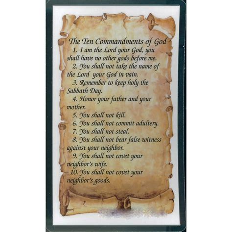 Ten Commandments Laminated Holy Card Jb9877 Ten Commandmemnts Prayer