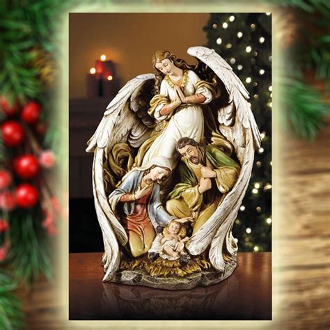 15 Angel With Nativity Scene Catholic E Store