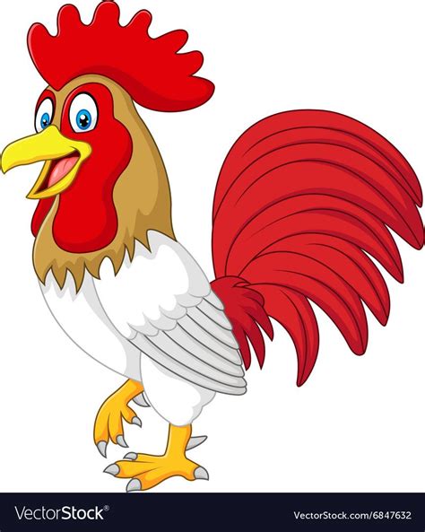 Cartoon Funny Chicken Rooster Isolated Vector Image On Vectorstock Cartoon Butterfly Cartoon