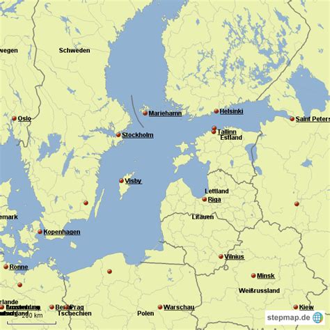 StepMap - Ostsee Kiel nach Petersburg - Landkarte für Deutschland