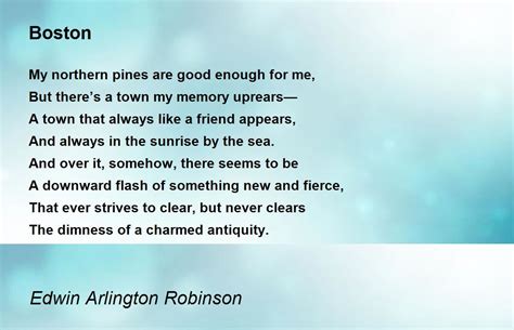Boston Poem By Edwin Arlington Robinson Poem Hunter